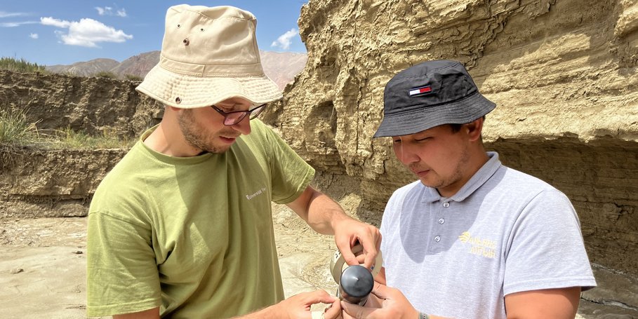 Beschriftung einer Probe aus dem Naryn-Tal, Kirgisistan, die mit Lumineszenzdatierung analysiert werden soll