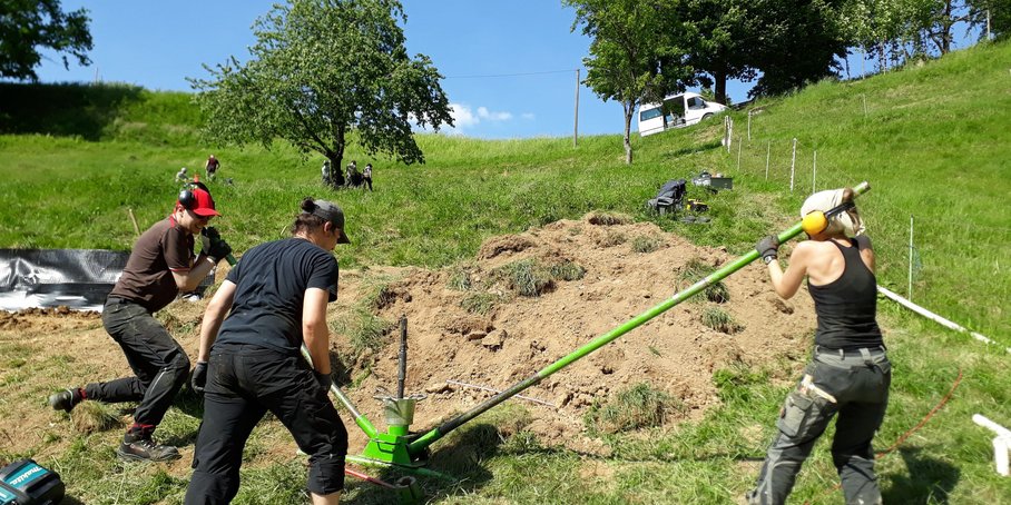 Installation of observation wells to identify subsurface stormflow in the black forest study area.
