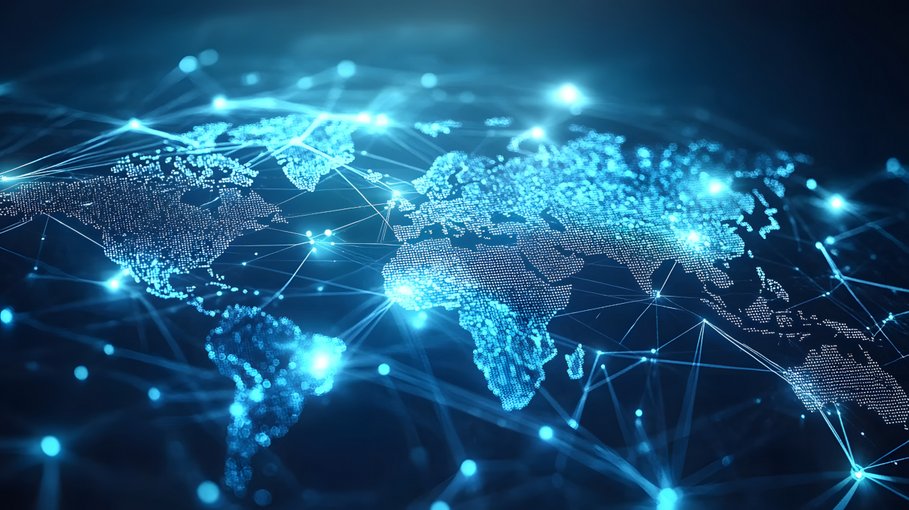 Illustration of the globe as a digital grid
