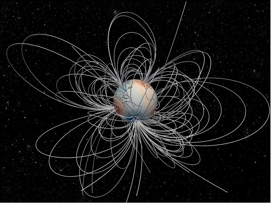 The field lines of the geomagnetic field over the Laschamps excursion (41,000 years ago)