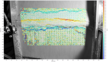 Topview of bivergent wedge experiment blended with the strain field.