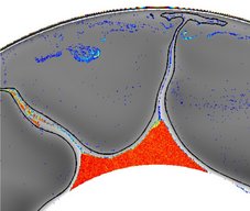 Figure: chemically heavy material is accumulated into piles above core-mantle boundary