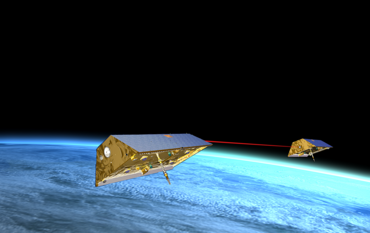 die 2 GRACE Satelliten im All