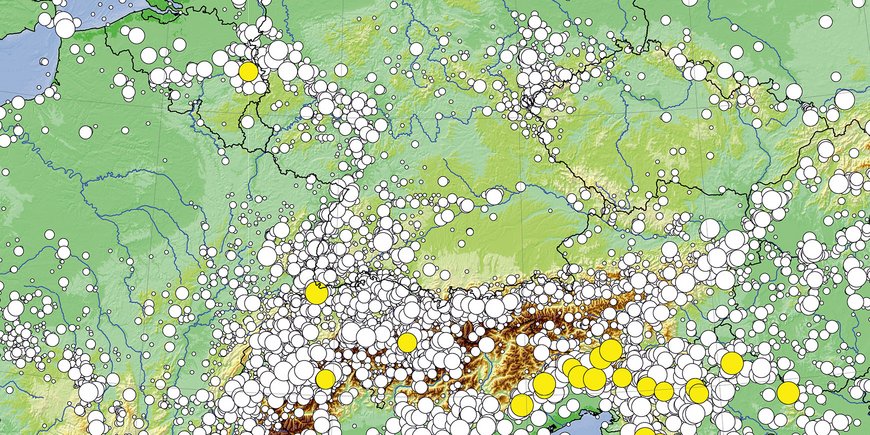 Earthquake distribution in Central Europe