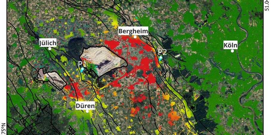 Landkarte mit Satellitendaten.