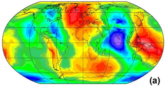 (li): The observed geoid, combined CHAMP-GRACE-GOCE-terrestrial model (terms C20 and C40 are removed).