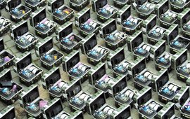 many (50) Seismometers (to measure earthquakes), photographed from above