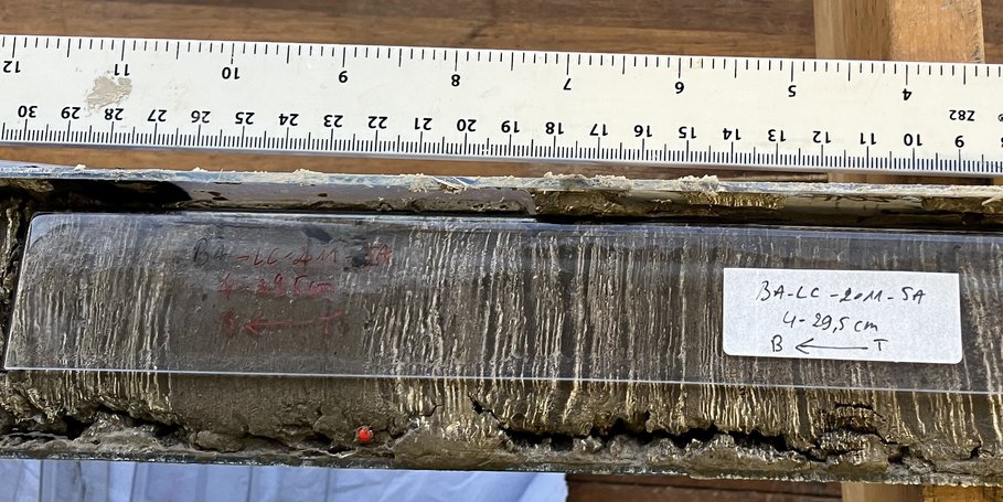 Probenahme der jährlich abgelagerten Sedimentschichten (Warven) an der Universität Aberystwyth