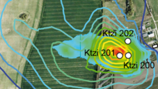 Übereinstimmung von seismischen Ergebnissen und numerischer Modellierung der CO2-Verteilung im Speicherhorizont der Ketzin site.