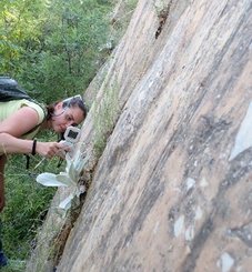Person at rock surface