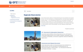Screenshot of ResearchInfrastructure@GFZ