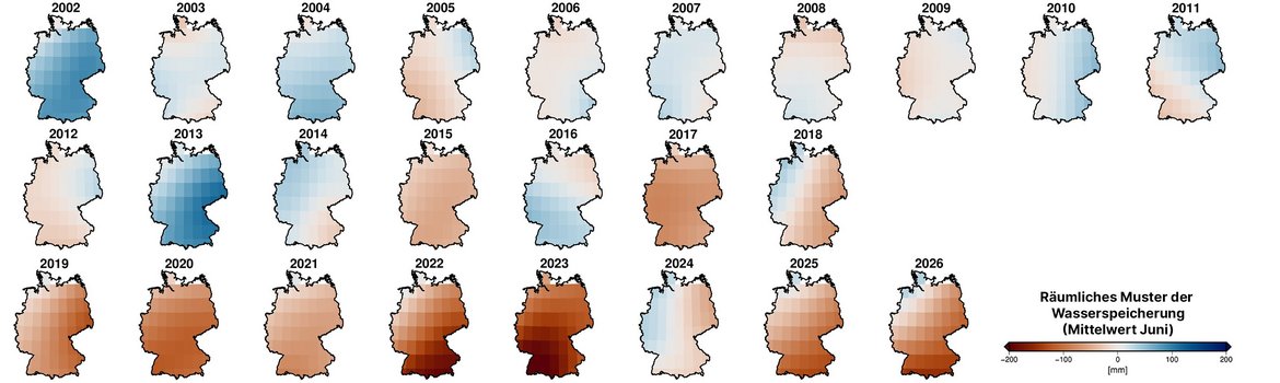 Map of Germany with humidity over time