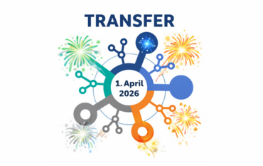 Grafik im Stile eines Moleküls mit verschiedenen Armen und Kreisen in bunten Farben und mit kleinen Feuerwerken.