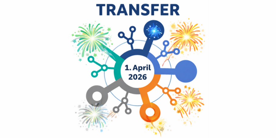 A graphic in the style of a molecule, featuring various arms and circles in bright colours, with small fireworks.