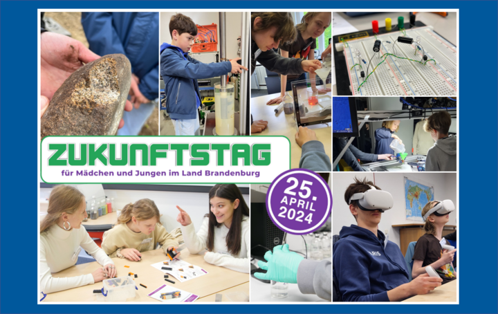 Collage: Fotos mit Jugendlichen, die in Laboren arbeiten.