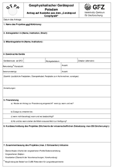 Bild vom Antragsformular