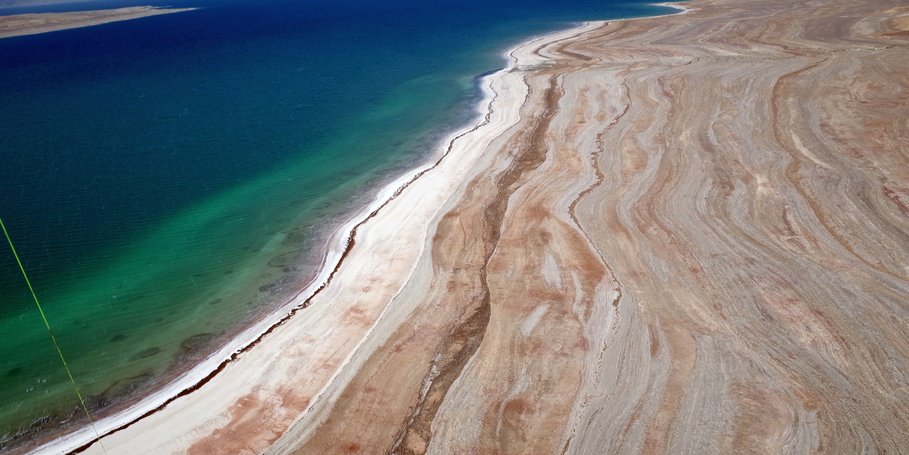 View of the Dead Sea shoreline, Jordan