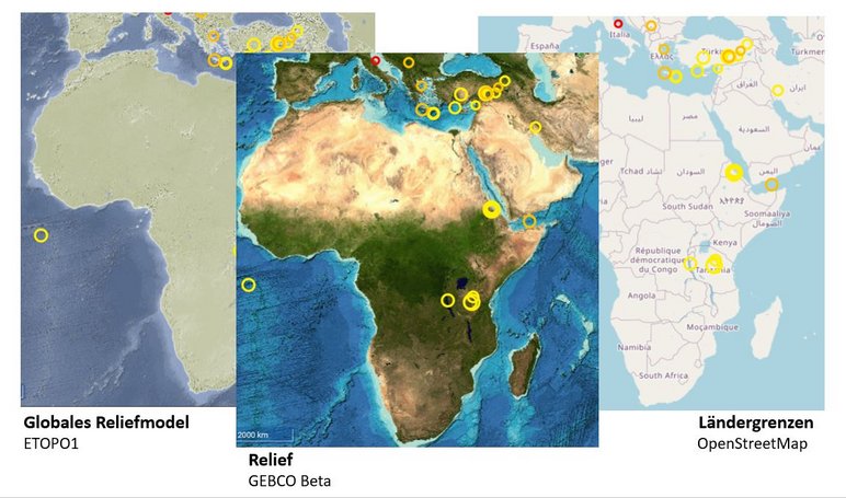 Satellitenkarte von Afrika als Beispieldarstellung für verschiedene Filter zu Städte. und Ländernamen oder -Grenzen.