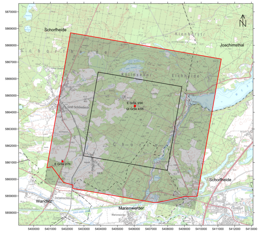 Das Messgebiet. Die Messungen begannen im Norden und arbeiteten sich nach Süden vor. (Abb.: GGL)