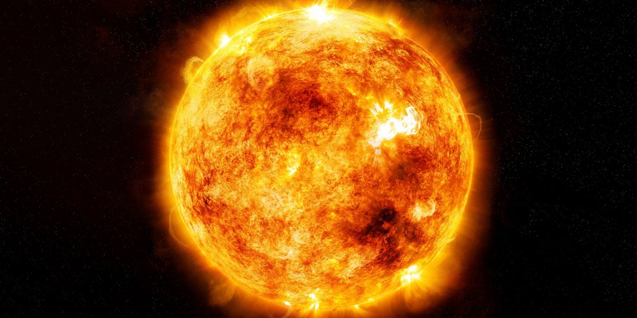Eine Nahaufnahme der Sonne.