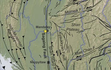 Ausschnitt von Figure 1: Karte der Region mit markiertem Erdbeben