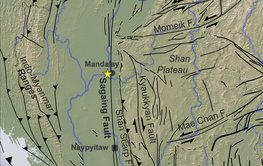 Ausschnitt von Figure 1: Karte der Region mit markiertem Erdbeben
