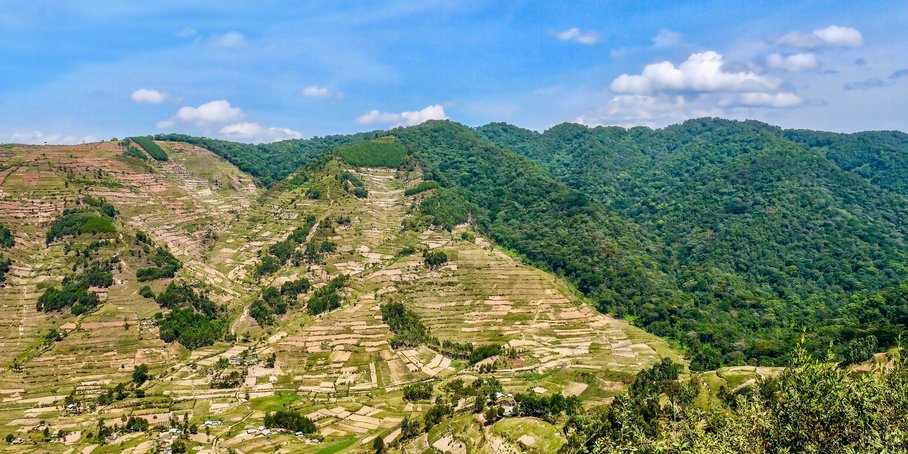 Land use changes. Intact forest next to highly degrades land with lots highly fractured agricultural land