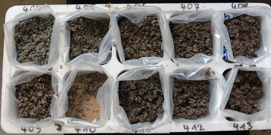 Weser Formation, Bohrklein aus 404 bis 413 m, 15.4.2016 (K. Erbas, GFZ)