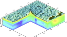 Schnitt durch den Vulkan Tristan-da Cunja (Scherwellengeschwindigkeit) abgeleitet aus Ambient Noise Data