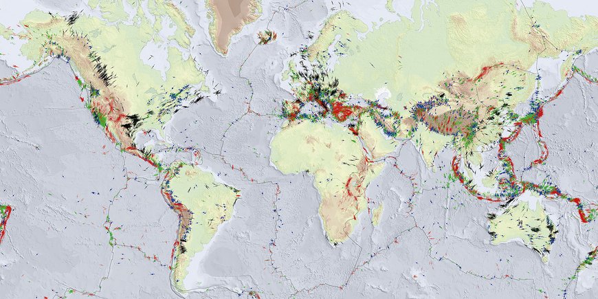 World map of tectonic stresses in the Earth's crust