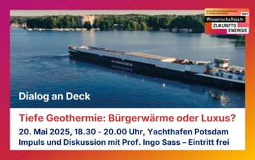 Plakat mit einem Schiff und Einladungsdaten