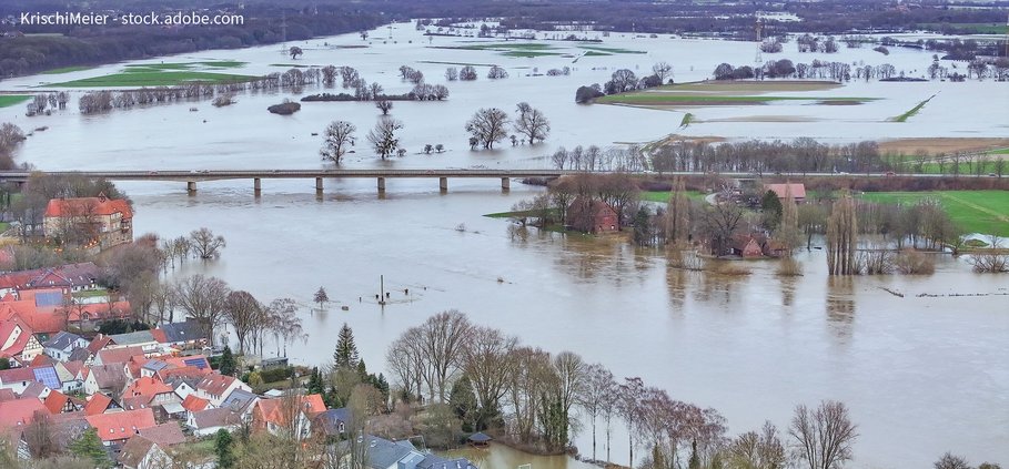 Symbolic image of flooded houses and streets
