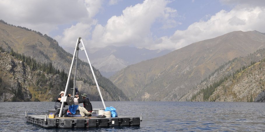 GFZ Coring platform on Lake Sary-Chelek
