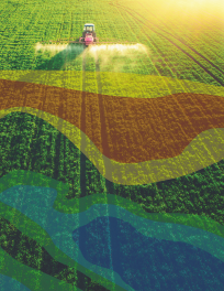 Traktor-auf-Feld-das-in-Zonen-eingeteilt-ist