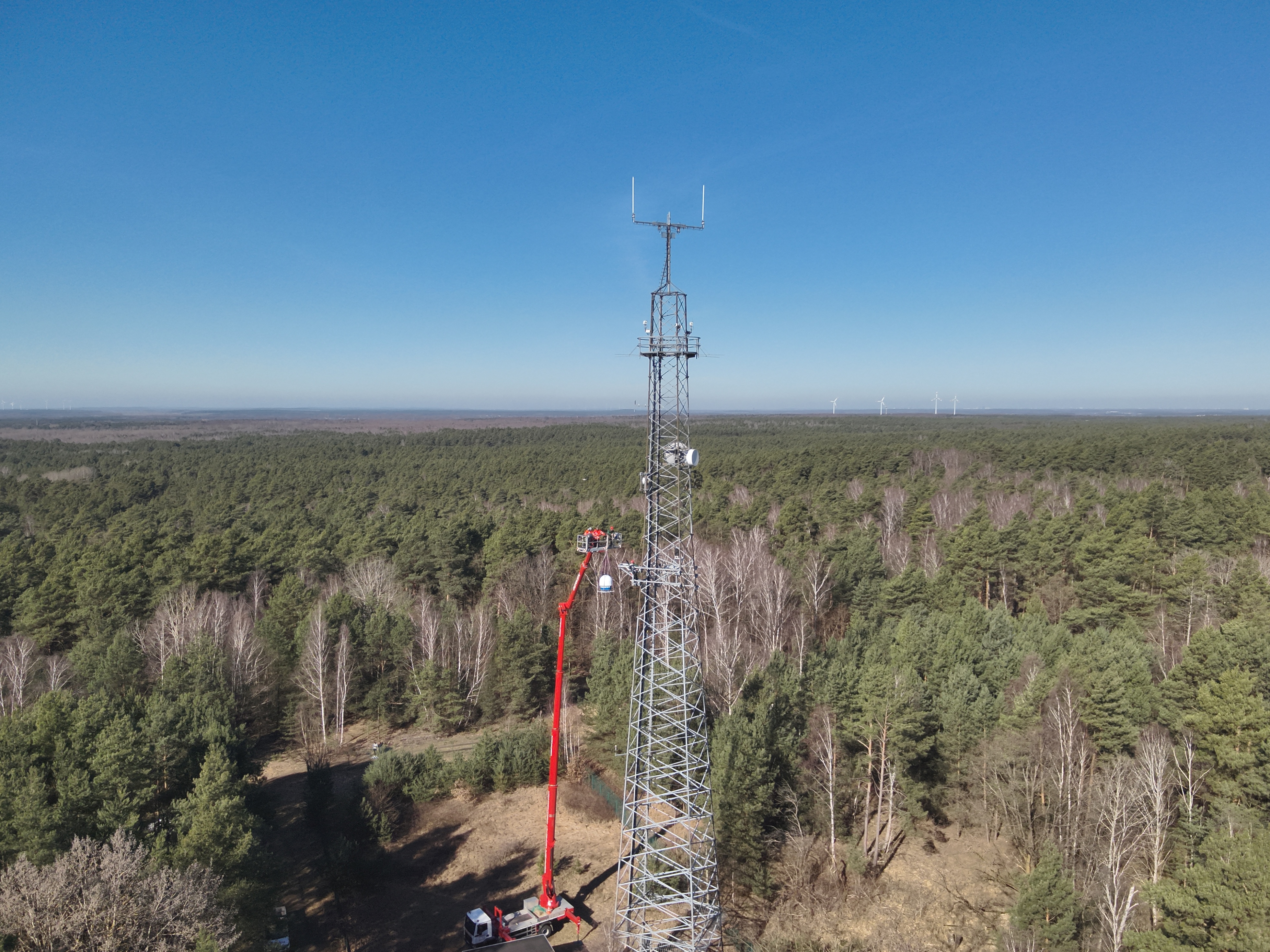 Ansicht Funkturm in Waldlandschaft
